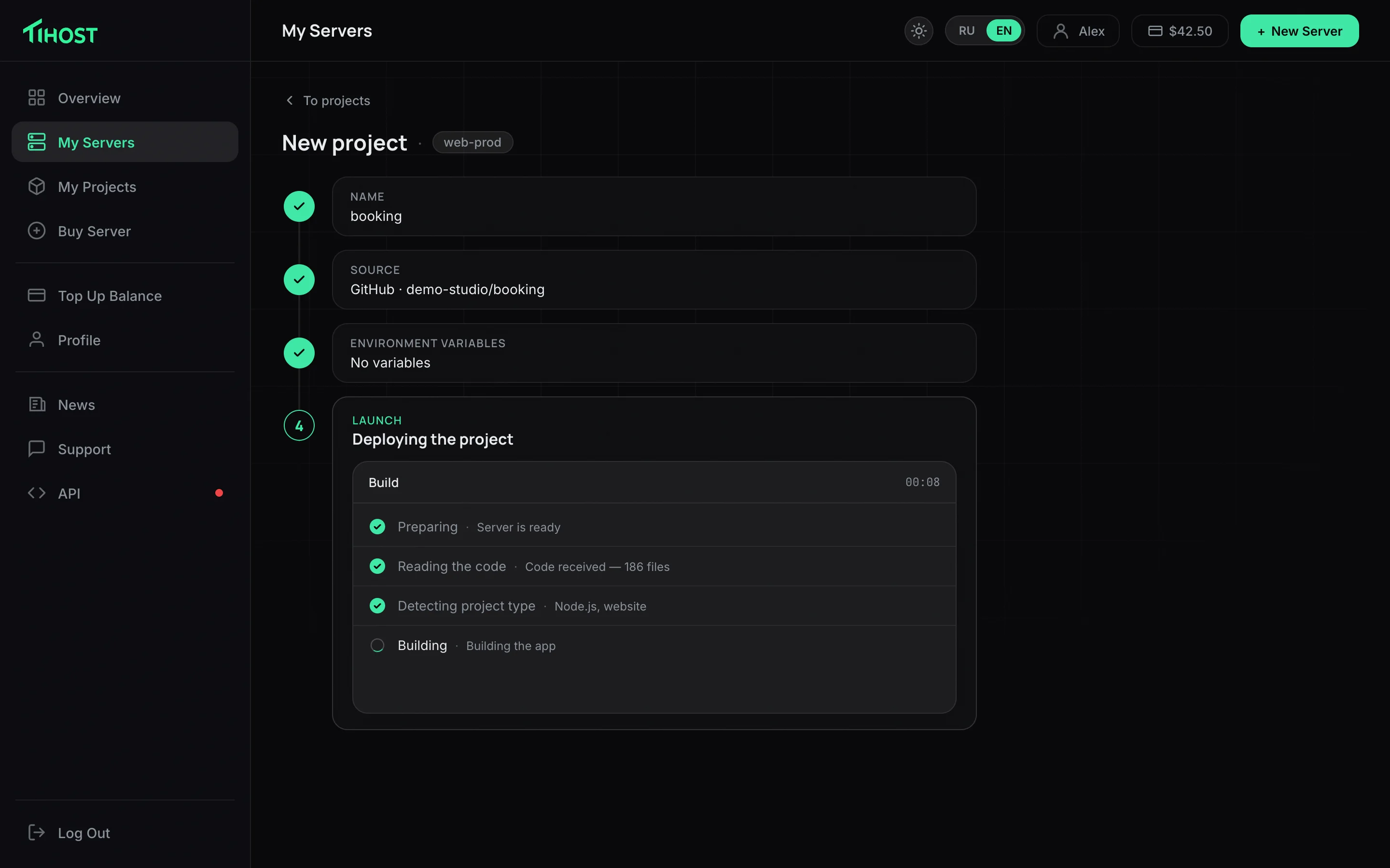 Live build progress of a project